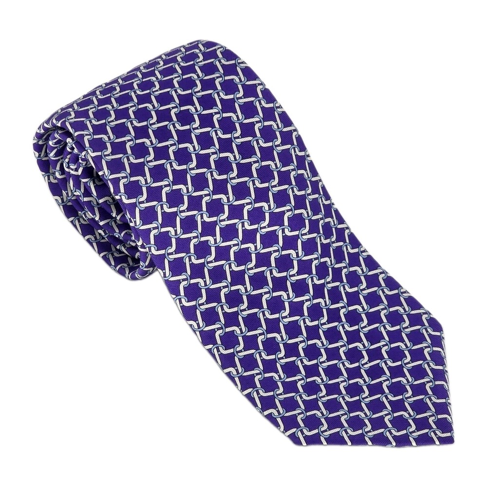 Brooks Brothers Silk Tie Purple Chain Link Print Made In USA New With Tag